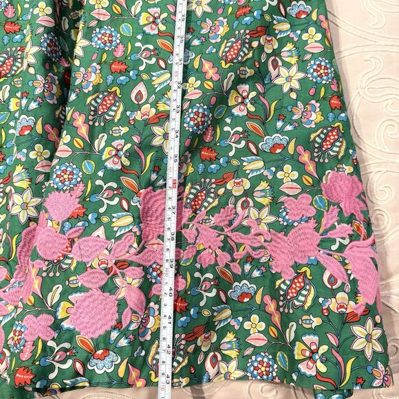 Boden Green Pink Floral Embroidered Midi Dress Sleeveless Fit & Flare Size 10 - Picture 15 of 15